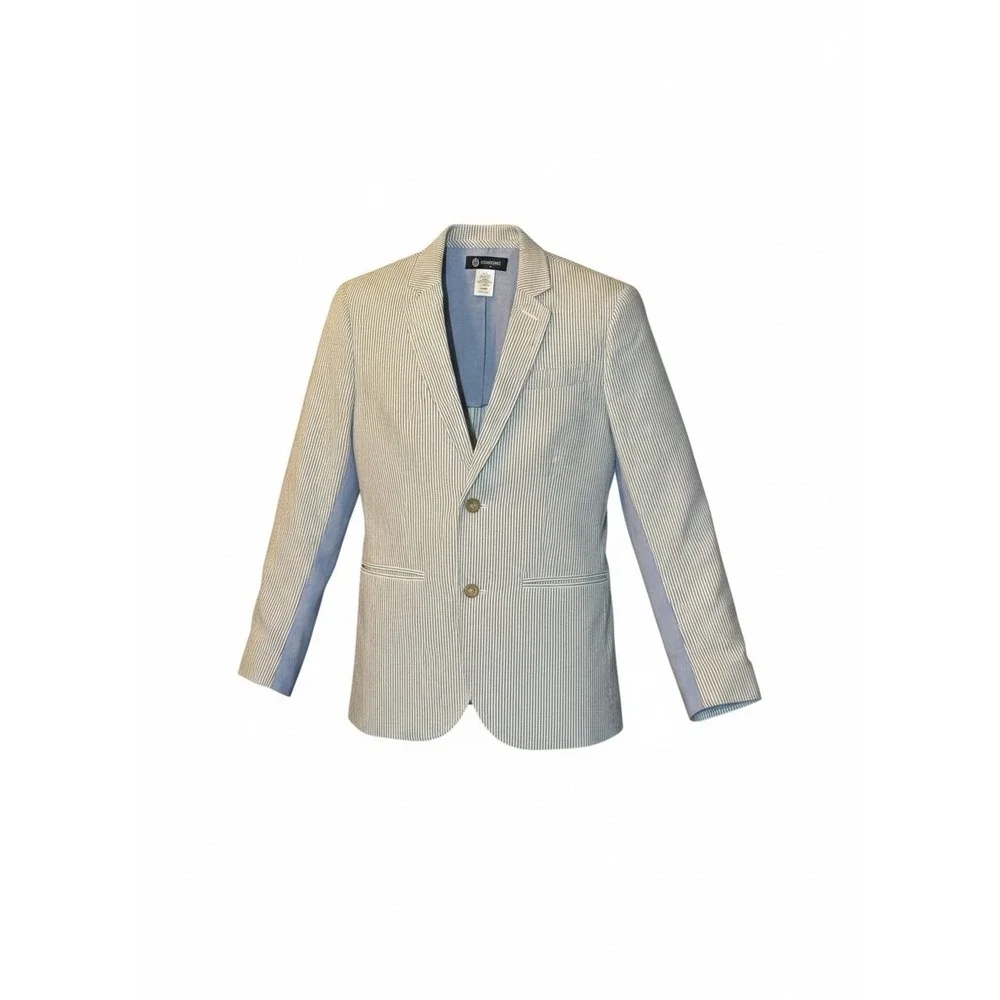 Crewcuts Boys Blue White Seersucker Striped Blazer Jacket Size 12 J.Crew‎ Preppy